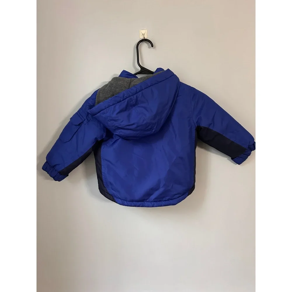 OshKosh Bgosh Boys Blue Colorblock Fleece Lined Hooded Puffer Winter Jacket 2T